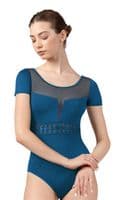 Bloch Ladies Sale Talise Cap Sleeve Leotard Twist Waist Detail L4292 Peacock Blue