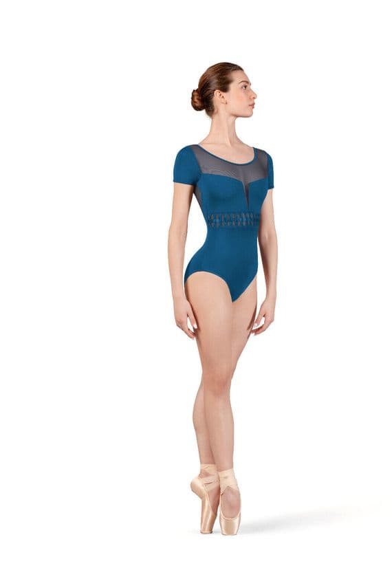 Bloch Ladies Sale Talise Cap Sleeve Leotard Twist Waist Detail L4292 Peacock Blue