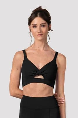 BLOCH Ladies Vivian Twist Front Dance Crop Top Black Z30025