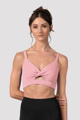 BLOCH Ladies Vivian Twist Front Dance Crop Top Vintage Pink Z30025
