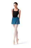 Bloch Ladies Zoe Floral Mesh Fixed Wrap Pull On Skirt R10001 Blue