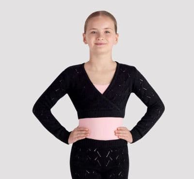 Bloch Sale Girls Emily Long Sleeve Ballet Wrap Dance Top Black CZ5259