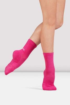 BLOCH SOX BLOCHSOX™ Crew Length Dance Socks Compression Arch NEW Hot Pink A1200