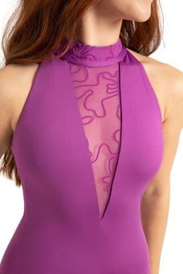 Capezio Bella Notte Danza Leotard High Neck Open Back 12159W Hyacinth Violet