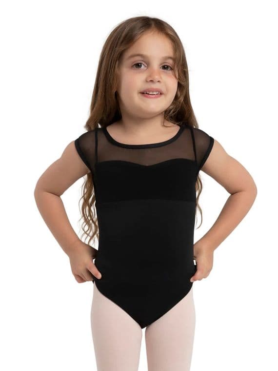 Capezio Child Girls Jewel Garden Pearl Cap Sleeve Leotard 12288C Black