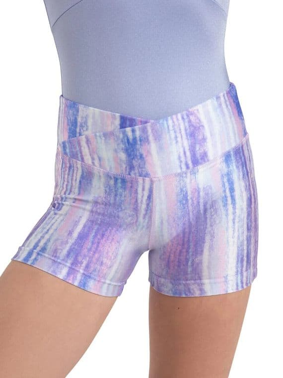 Capezio Child Girls Mermaid Magic Pearl Gymnastics Shorts 12116C Lilac Tie Dye