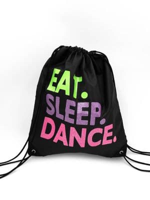 Capezio Eat. Sleep. Dance. Drawstring Bag Childs Dance Bag Black Multi B292