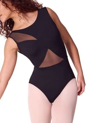 Capezio Soft Elegance Asymmetrical Boat Neck Leotard EL106W Black