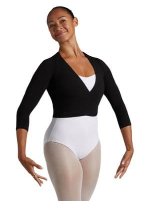 Capezio Womens Long Sleeve Ballet Wrap Top Dance Uniform CAD850C Black