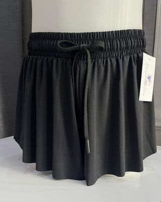 Dance Station Girls Dance 2 in 1 Flowy Double Layer Butterfly Shorts Black