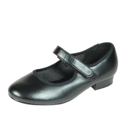 Dance Station Tap Shoes Velcro Type Easy Fasten Strap Fitted Front Taps Black