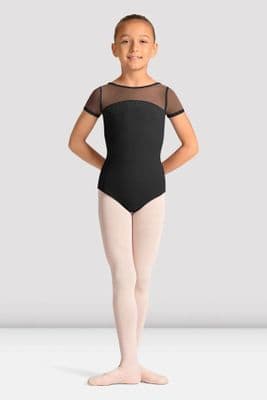 Mirella by Bloch Girls Celestia Short Sleeved Printed Leotard M20008C Black