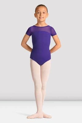 Mirella by Bloch Girls Celestia Short Sleeved Printed Leotard M20008C Purple