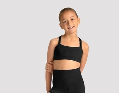 Mirella by Bloch Girls Dance Cross Back Printed Crop Top Black M30014C