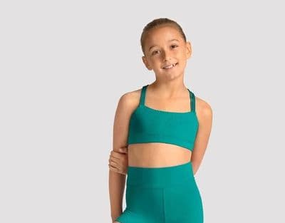 Mirella by Bloch Girls Dance Cross Back Printed Crop Top Green M30014C