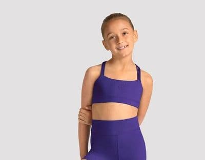 Mirella by Bloch Girls Dance Cross Back Printed Crop Top Purple M30014C