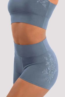 Mirella by Bloch Ladies Adagio Embroidered High Waist Shorts M90007L Dusty Grey