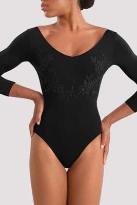 Mirella By Bloch Ladies Adagio Floral 3/4 Sleeve Leotard M60003LM Black