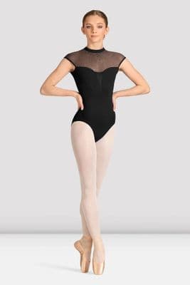 Mirella By Bloch Ladies Celeste Cap Sleeve Mesh Printed Leotard M40003LM Black