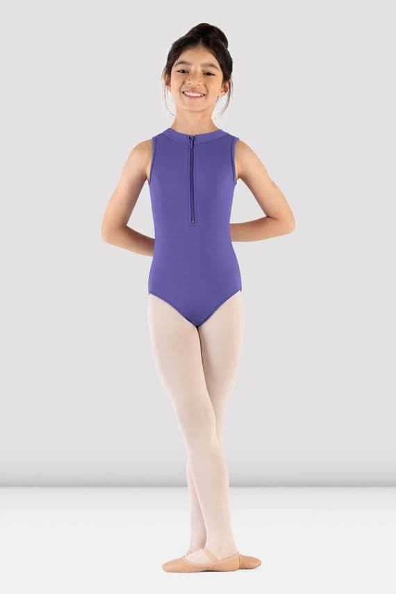 Mirella by Bloch Sale Girls Majesty Zip Front Lace Back Leotard M495C Purple