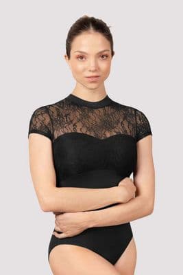 Mirella By Bloch Sale Ladies Majesty Cap Sleeve Lace Detail Leotard M5109LM Black