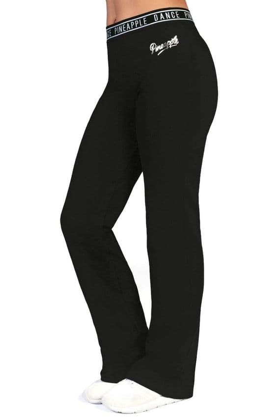 PINEAPPLE Dancewear Girls Dance Flare Bootcut Jersey Trousers Jazz Pants Black