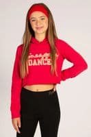 PINEAPPLE Dancewear Girls Glitter Dance Crop Hoodie Red with Gold Glitter