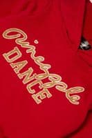 PINEAPPLE Dancewear Girls Glitter Dance Crop Hoodie Red with Gold Glitter