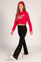 PINEAPPLE Dancewear Girls Glitter Dance Crop Hoodie Red with Gold Glitter