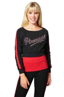 PINEAPPLE Dancewear Girls Long Sleeved Double Layer Dance Jumper Set Black/Red