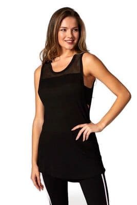 PINEAPPLE Dancewear Womens Mesh Longline Vest Top Rose Gold Logo Dance Gym