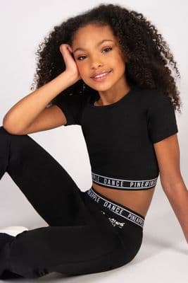 Pineapple Girls Tape Hem Crop T-Short Dance Black