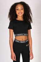 Pineapple Girls Tape Hem Crop T-Short Dance Black