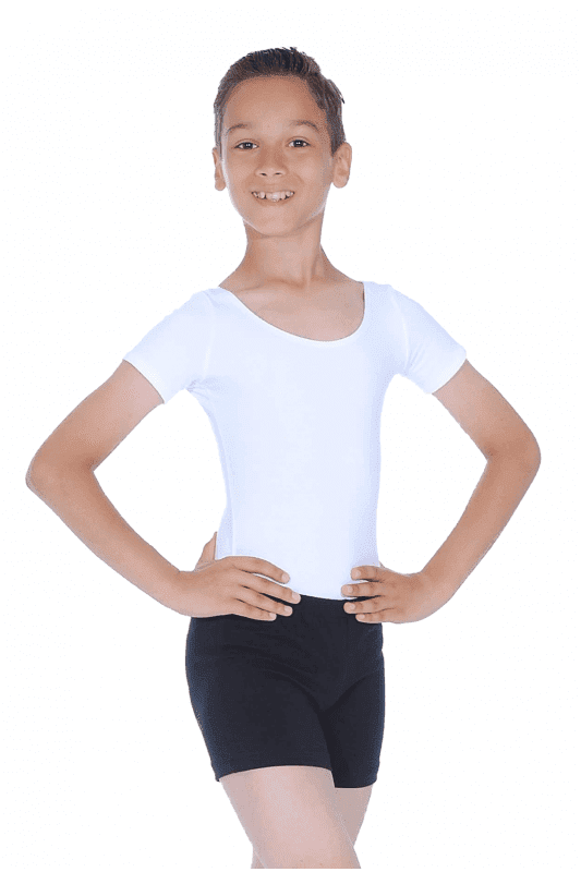 ROCH VALLEY Boys Leotard Short Sleeves Cotton/Lycra Dance Ballet White (Adam)