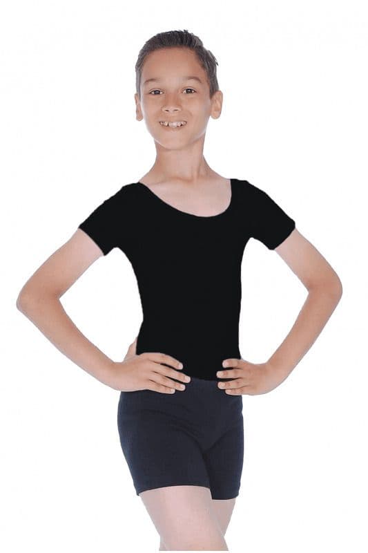 ROCH VALLEY Boys Men Leotard Short Sleeve Cotton/Lycra Dance Ballet Black (Adam)