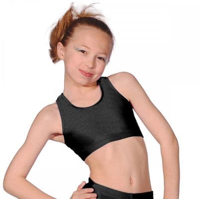 Roch Valley Crop Top Nyon/Lycra Shiny Fabric Black Dance Gymnastics Freestyle