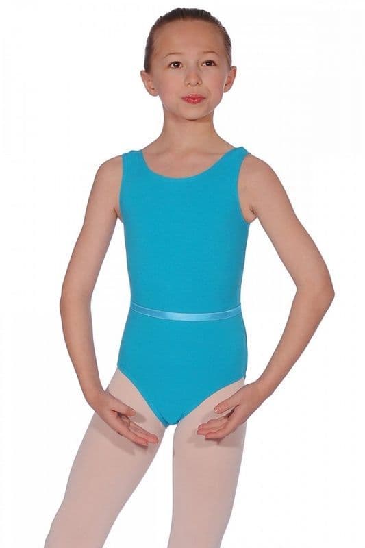 Roch Valley Dance Leotard & Belt CJune Cotton/Lycra Ballet RAD Exam Aqua (Marine Blue)