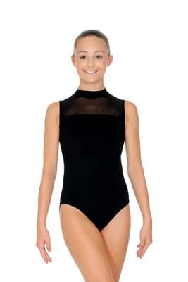 Roch Valley Leotard Elise Sleeveless High Neck Mesh Girls Leotard Black