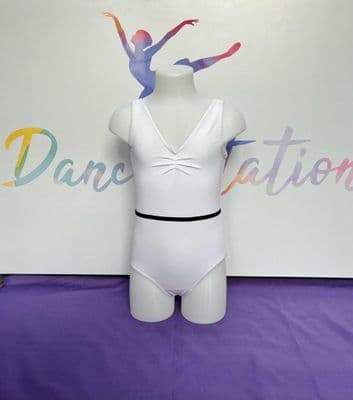 SGDA Capezio Child Girls Tank Style Leotard with Belt Cotton CAD201C White