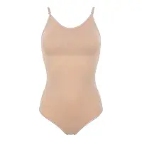 Silky Dance Seamless Low Back Camisole Leotard with Removable Padding Nude Flesh