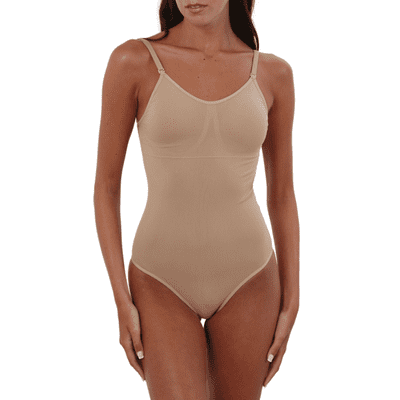 Silky Dance Seamless Low Back Camisole Leotard with Removable Padding Nude Flesh