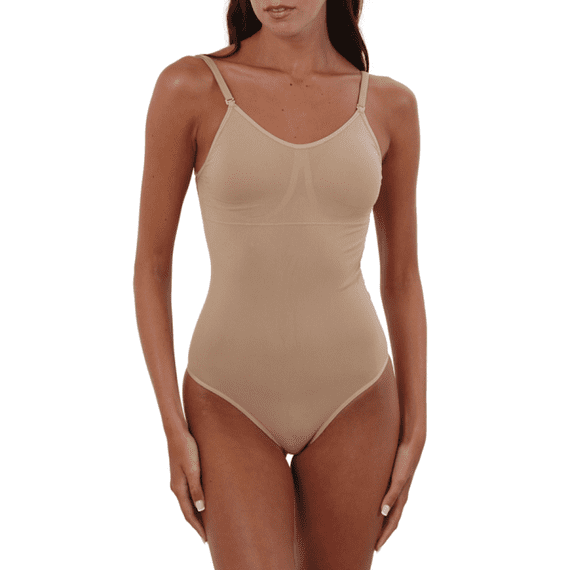 Silky Dance Seamless Low Back Camisole Leotard with Removable Padding Nude Flesh