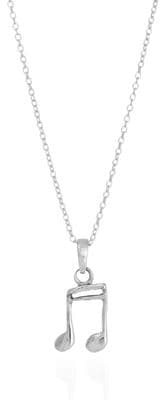 Sterling Silver Musical Note Pendant Necklace 18