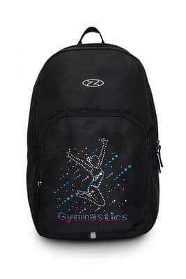 THE ZONE Gymnastics Backpack Gym Kit Bag Black with Rainbow Hologram Design
