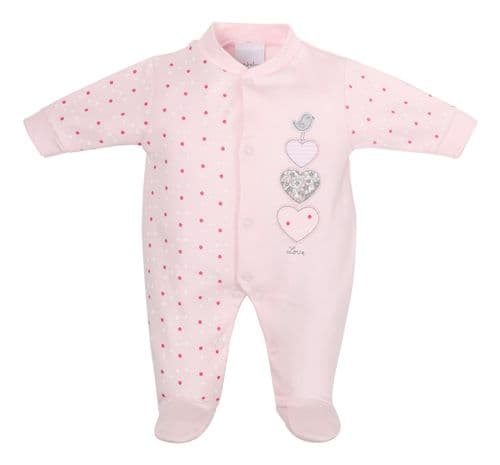 "Triple Hearts" 100 Cotton sleepsuit