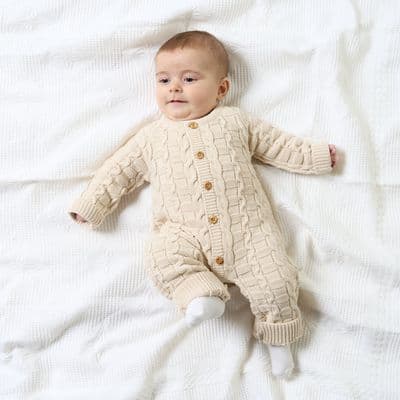 A4973T Basket Weave Knitted Onesie
