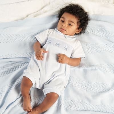 AV6123 Little Tractor Smocked Romper