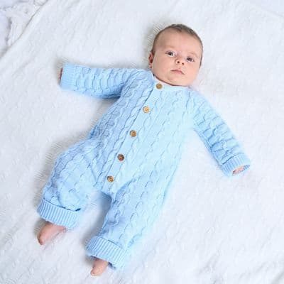 Blue basket weave knitted onesie