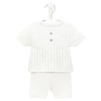 Blue Button  knitted Top and Shorts