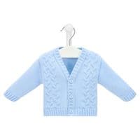 Blue cable knit cardigan